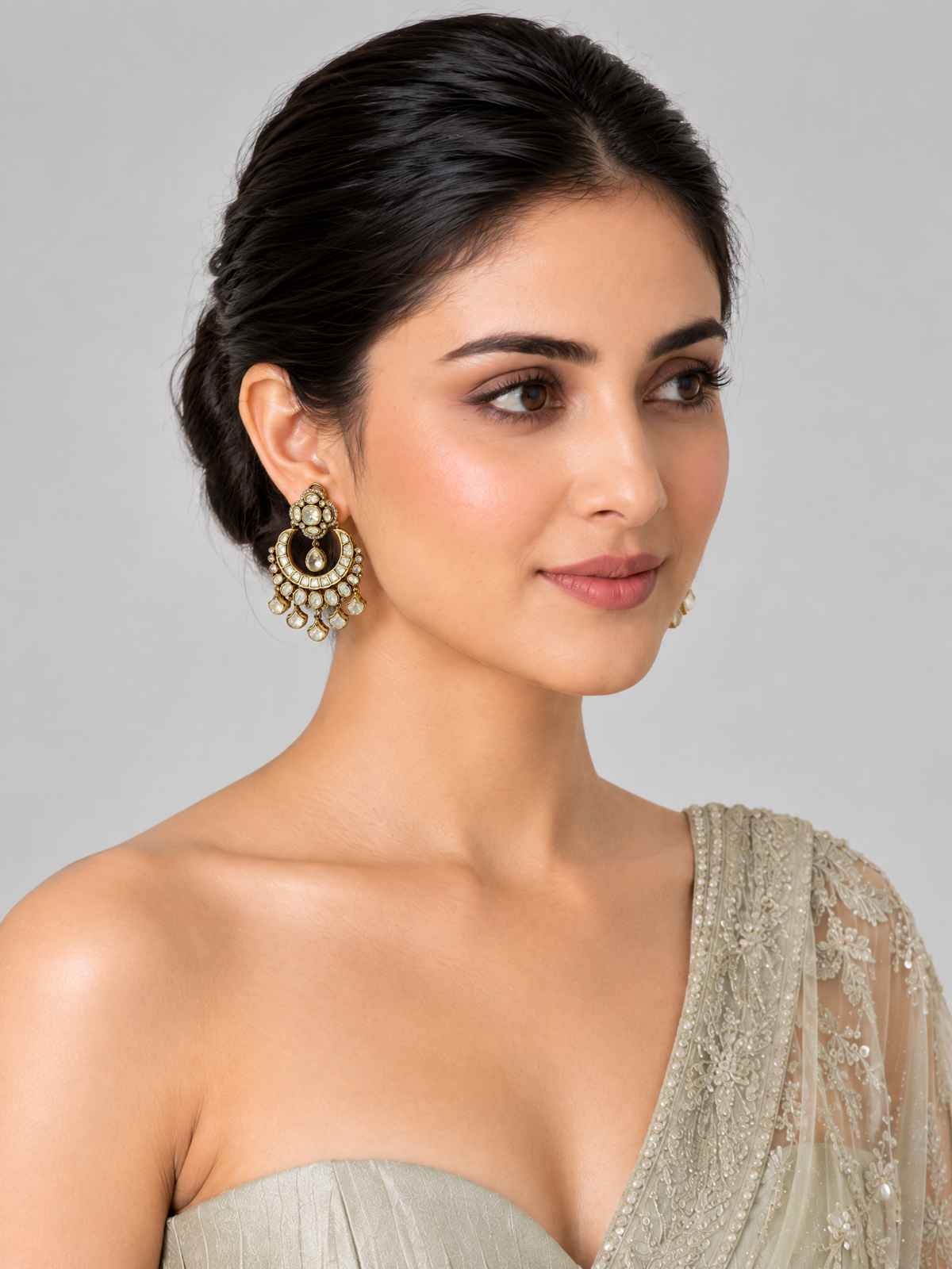 Moissanite Polki Statement Earrings