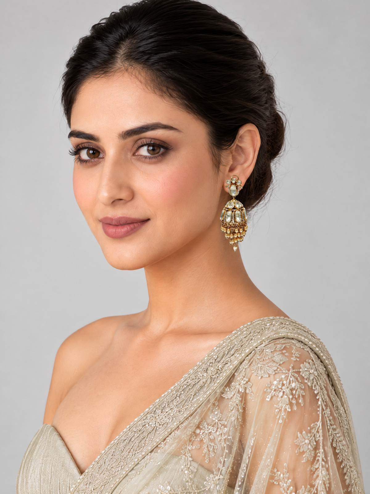 Moissanite Polki Jhumka Earrings