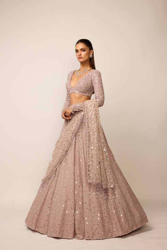 Ash Pink Lehenga Set