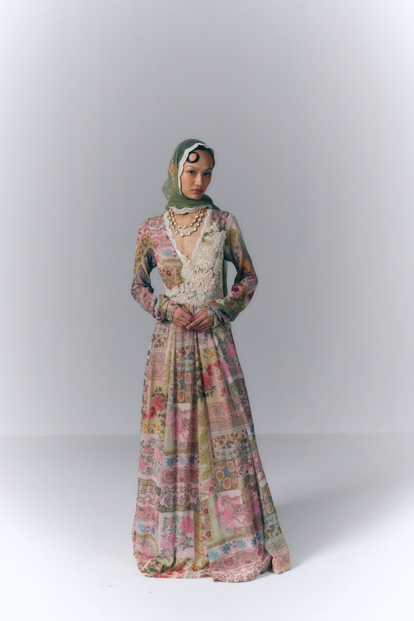Patchwork Embroidered Anarkali Set