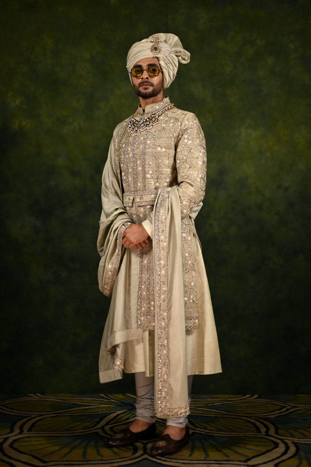 cloud green  sherwani set