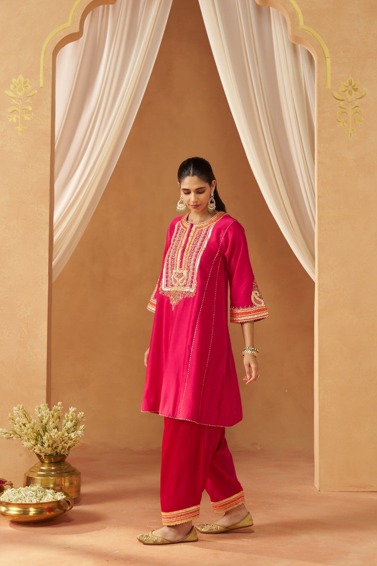 Daneen hotpink chauga with salwar and dupatta