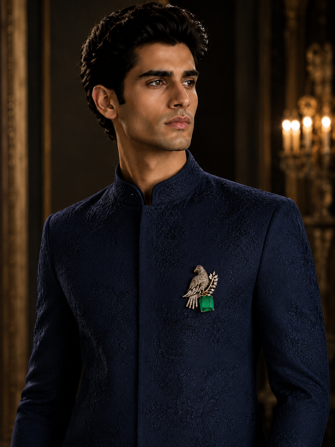 Gold Plated Zircon Eagle Motif Brooch