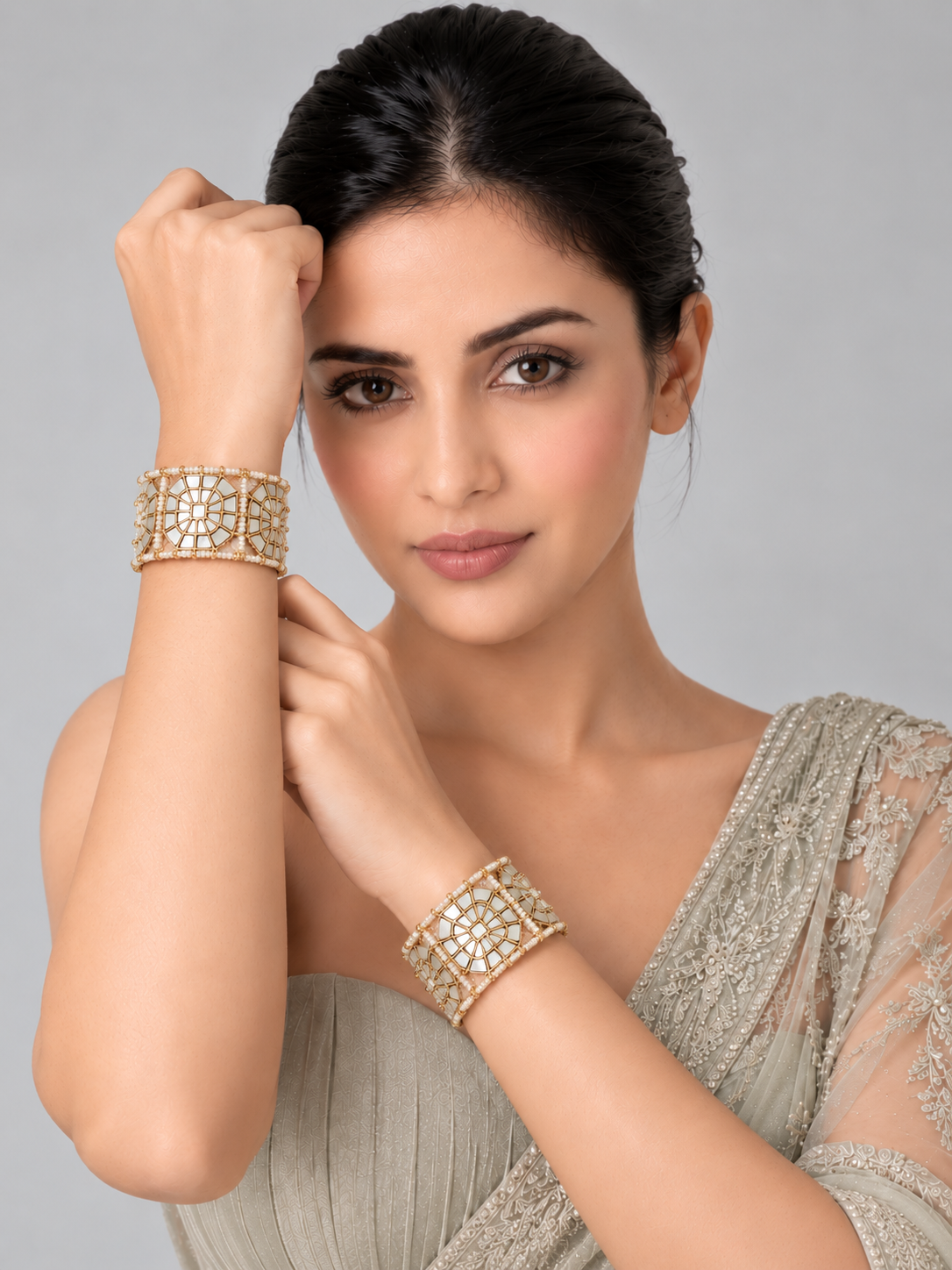 Pearl Kundan Mosaic Statement Bangles