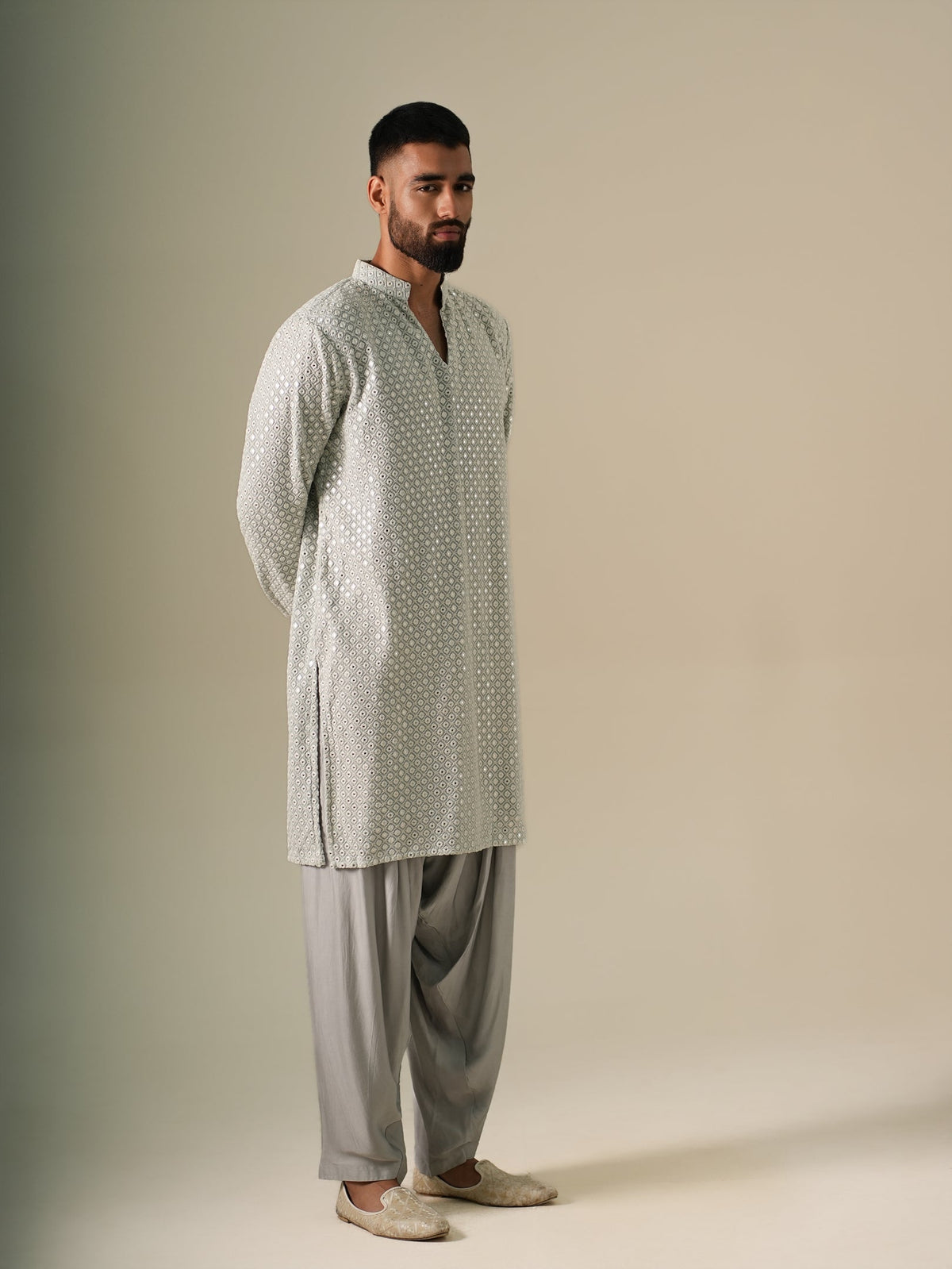 Pastel Blue Mirror Glow Kurta Set
