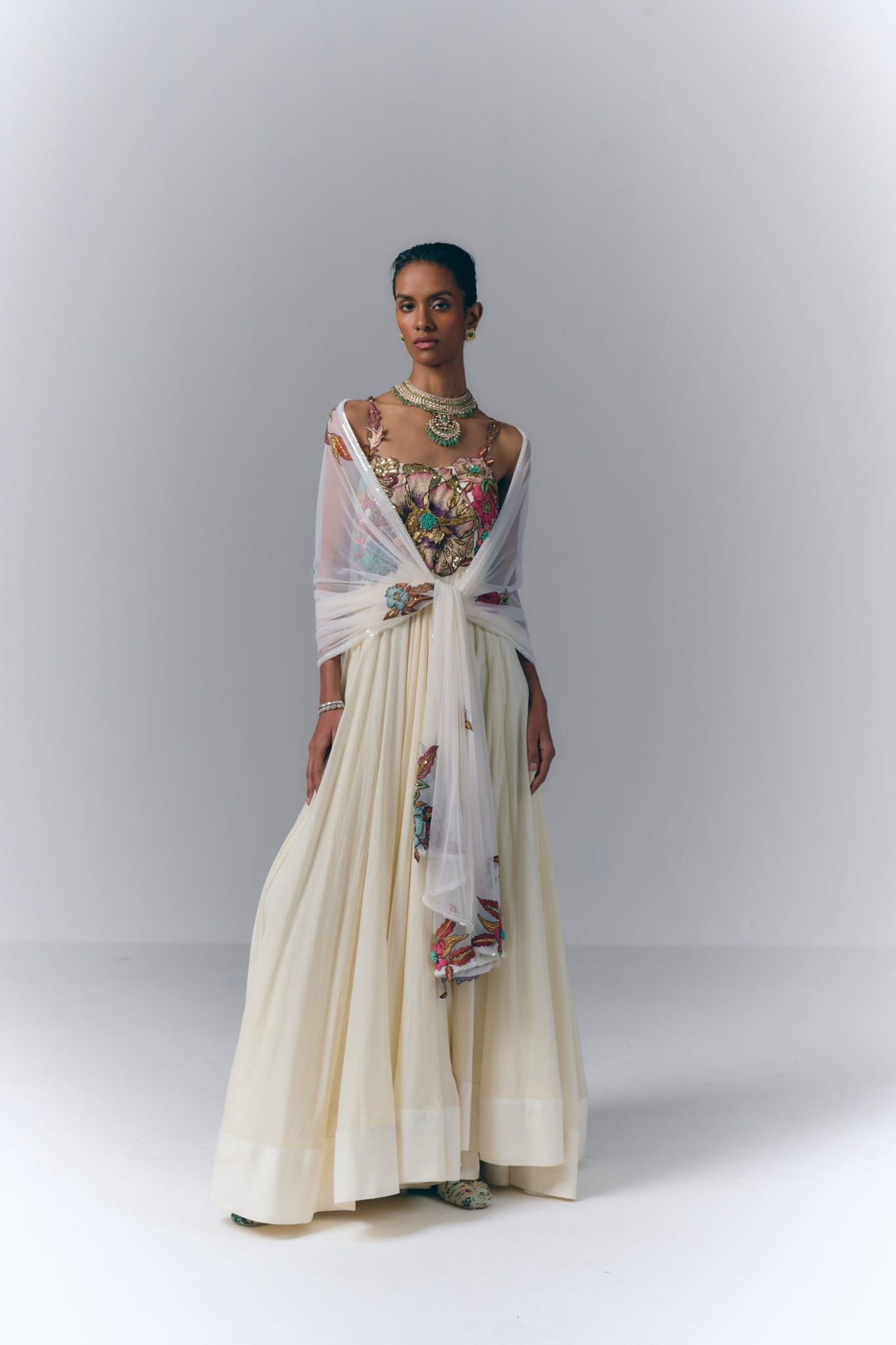 Ivory Bloom Anarkali Set