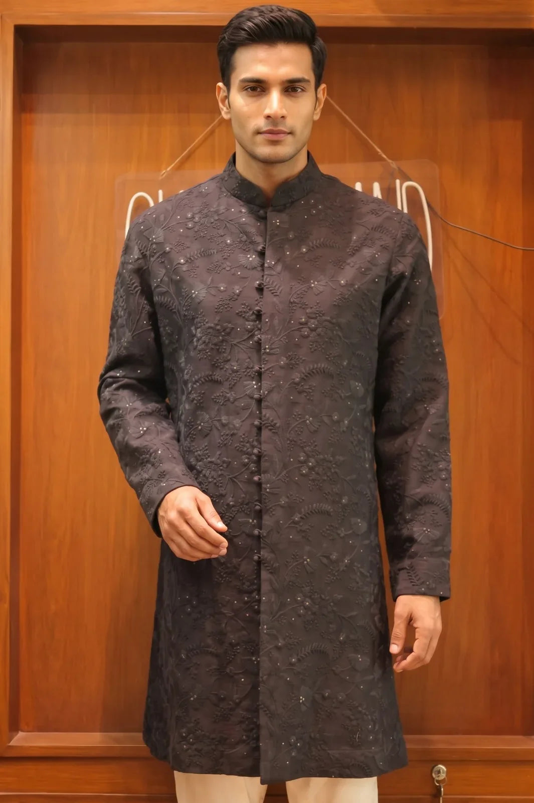 Deeo black Silk Kurta
