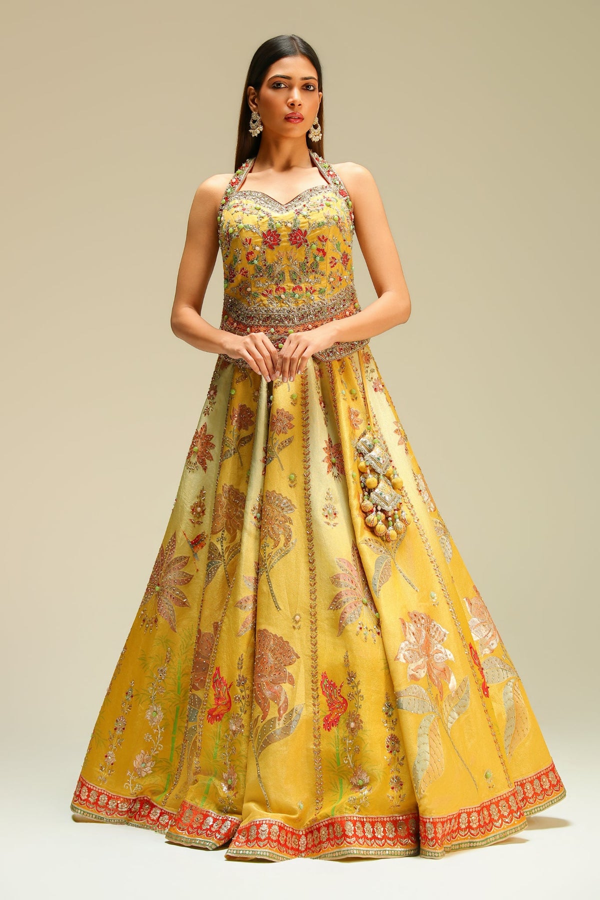 Gulnaar Floral Tissue Silk Lehenga Set