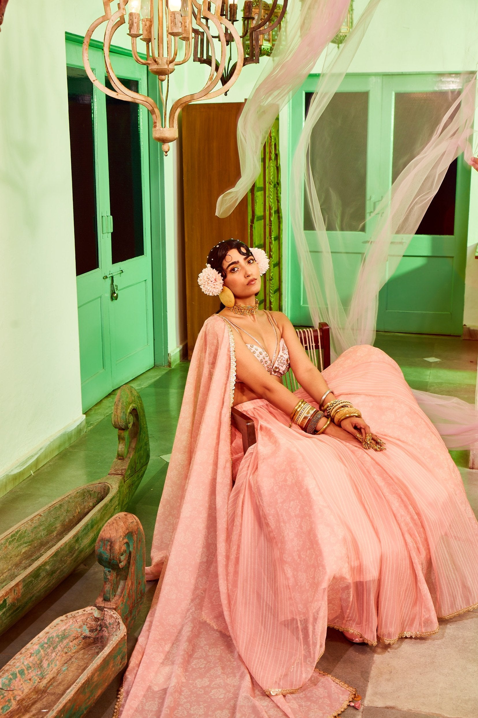Coral Pink Lehenga Set