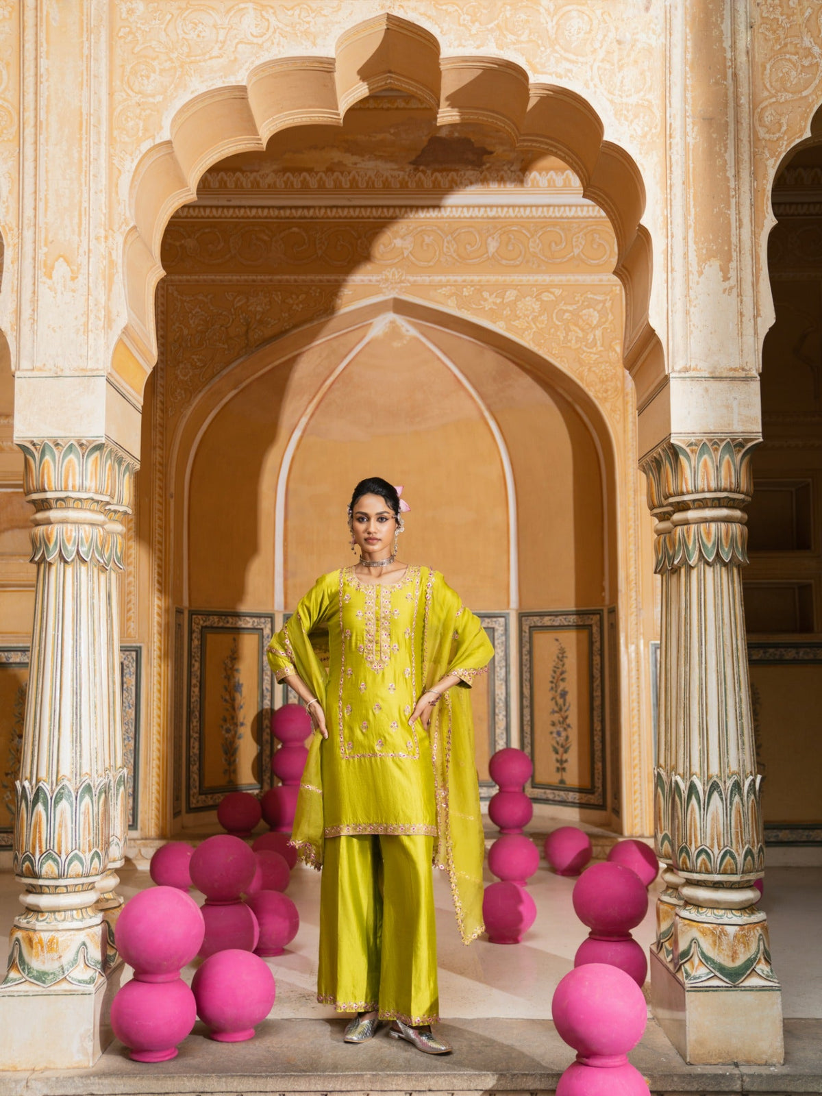 Long panel kurta set
