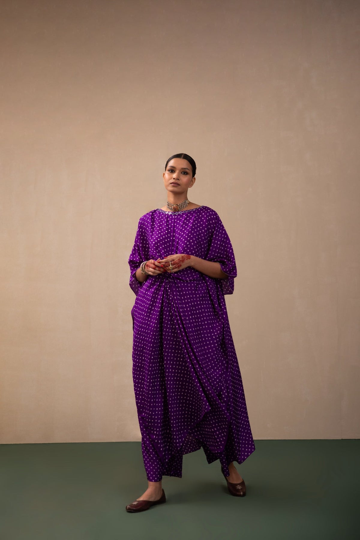 bandhni knot Kaftan with pants