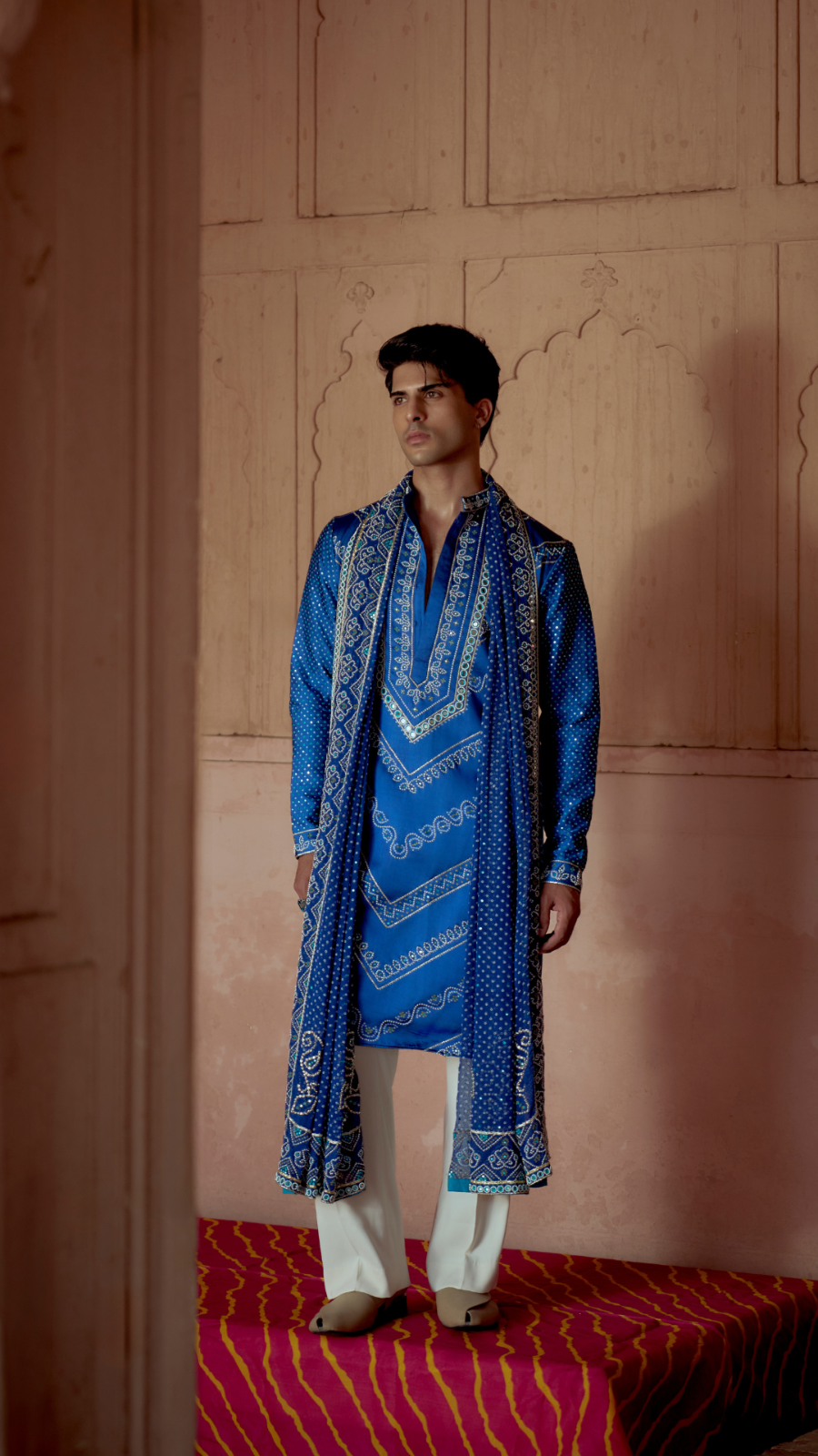 Regal Blue bandhej printed kurta set