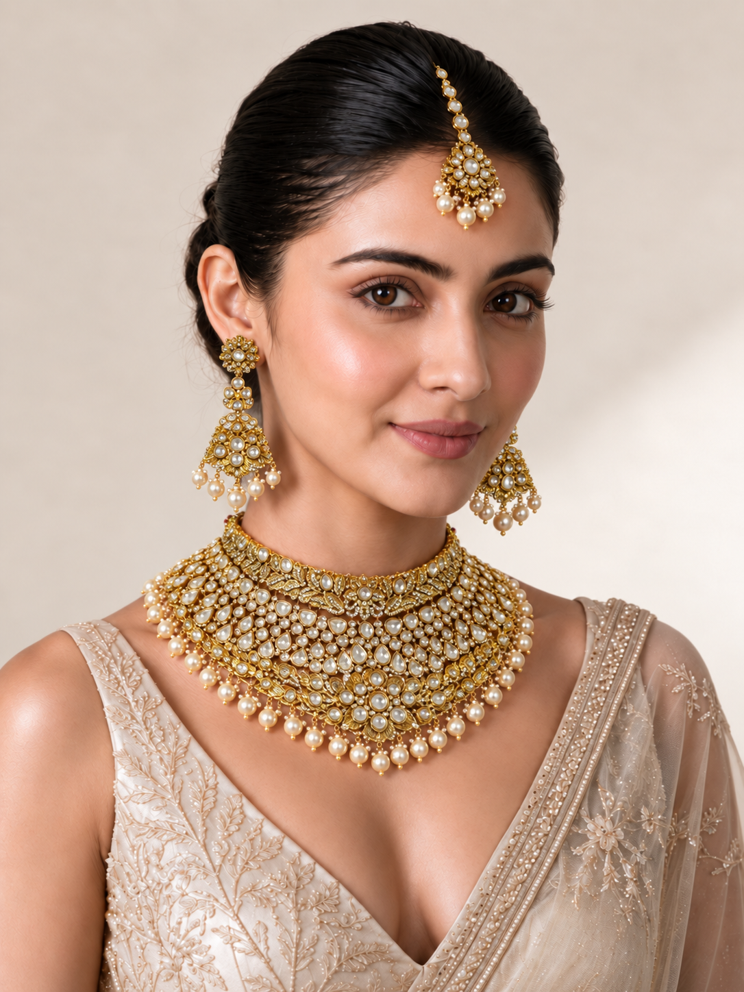 Kundan Floral Necklace and Earring Set