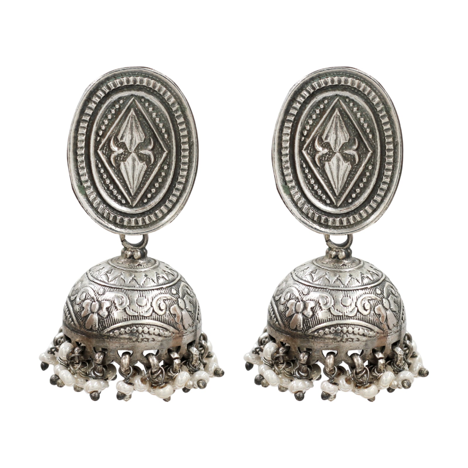 Sangeeta Boochra Classic Oxidised Silver Jhumkas
