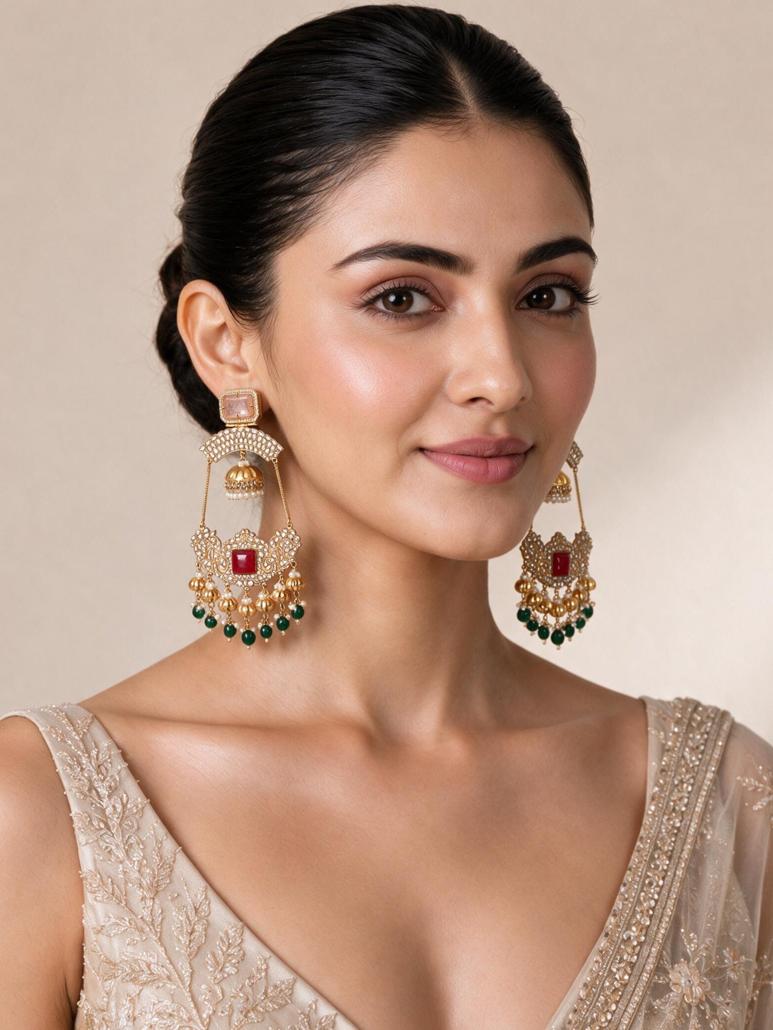 Kundan Statement Jhumka Earrings