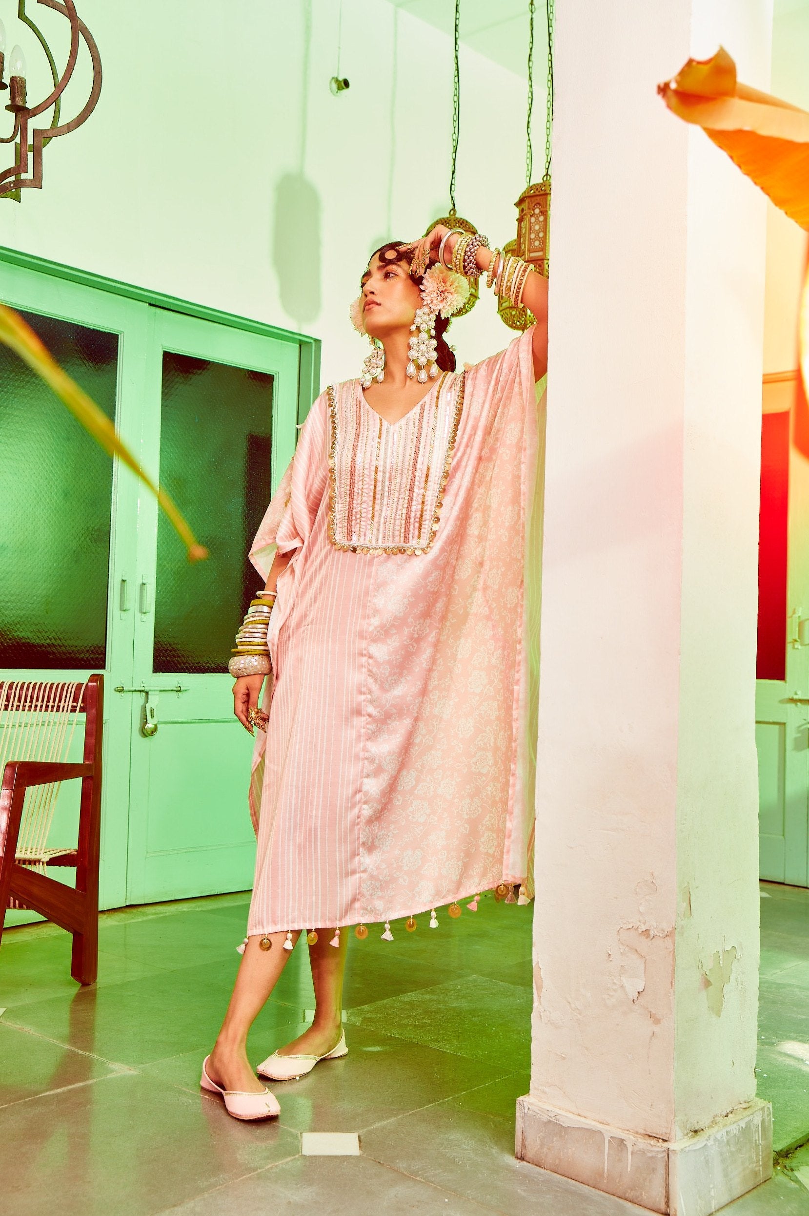 Half & Half Pink Kaftan