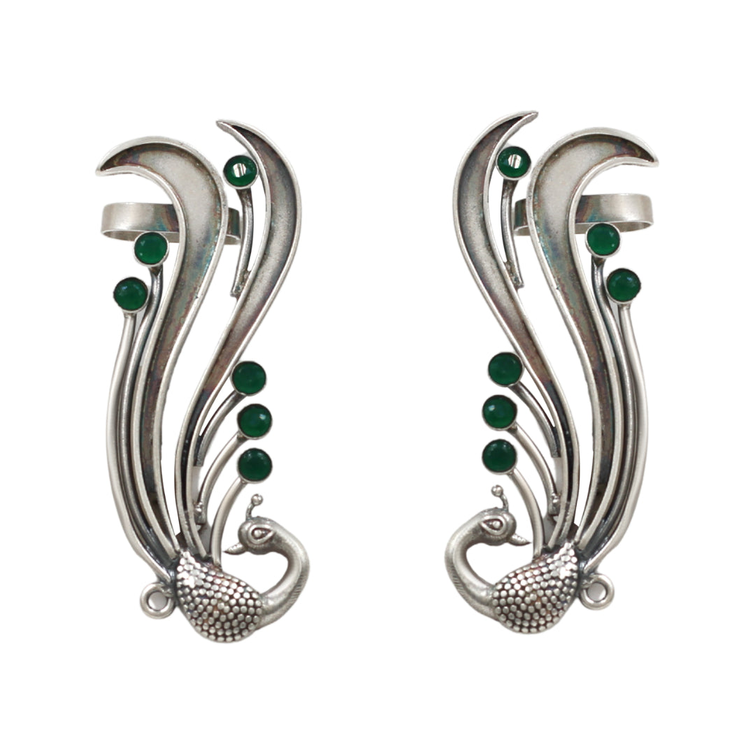 Sangeeta Boochra Peacock Motif Statement Earrings