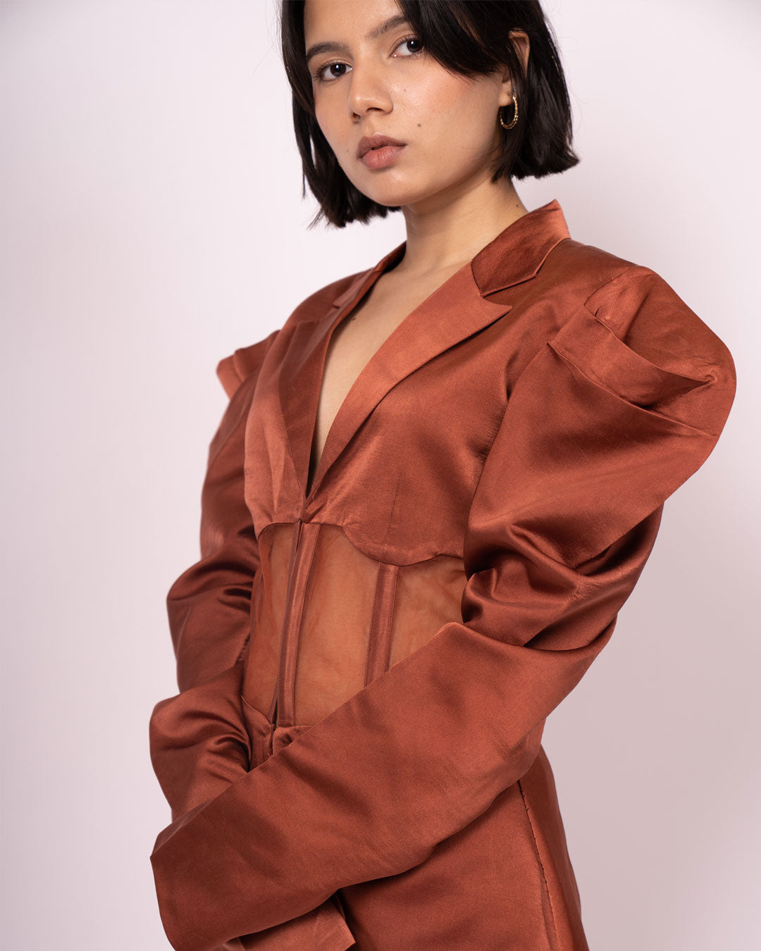 Burnt Sienna Bustier Top and Flowy Pantsuit - European Holiday