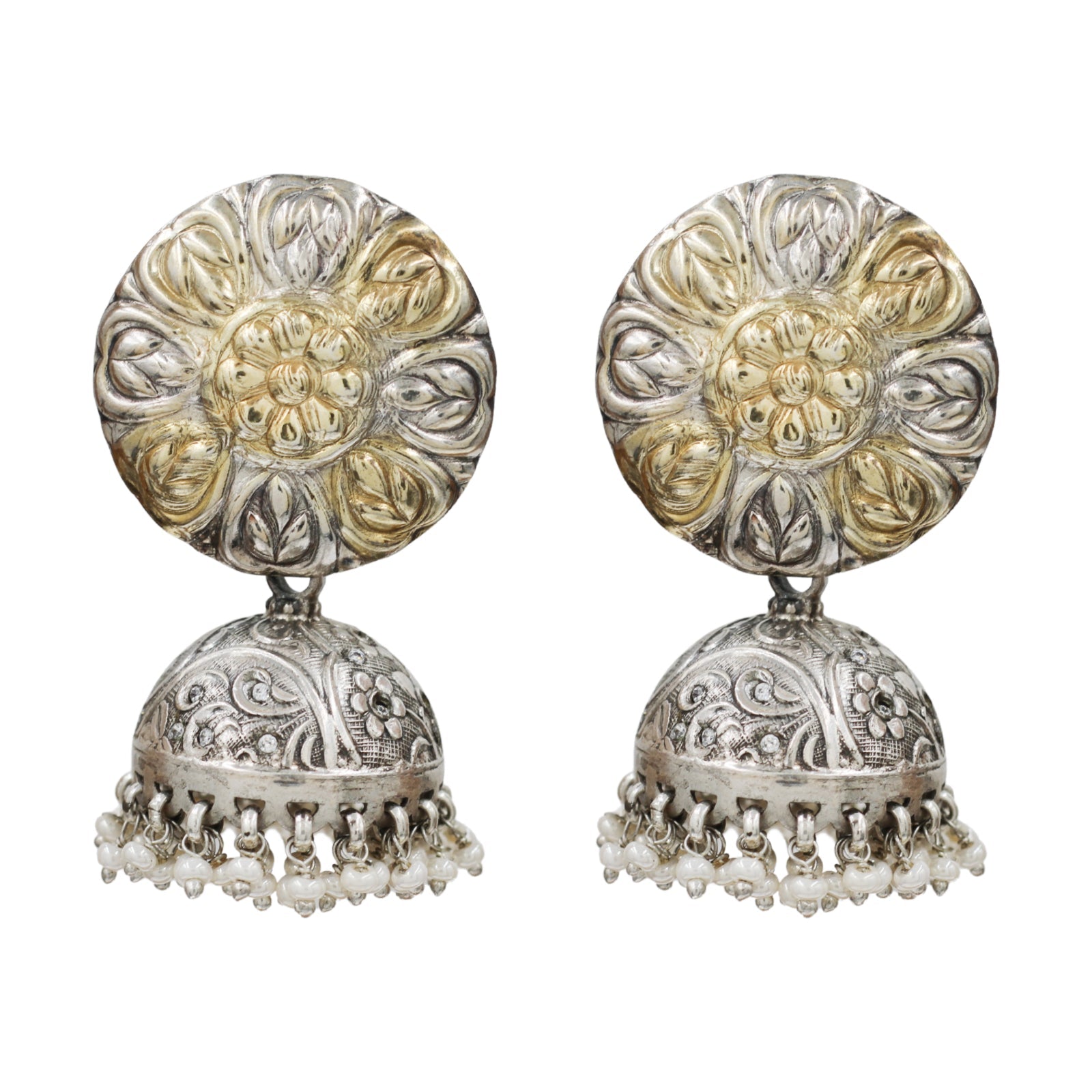 Sangeeta Boochra Dual Tone Floral Jhumka Earrings