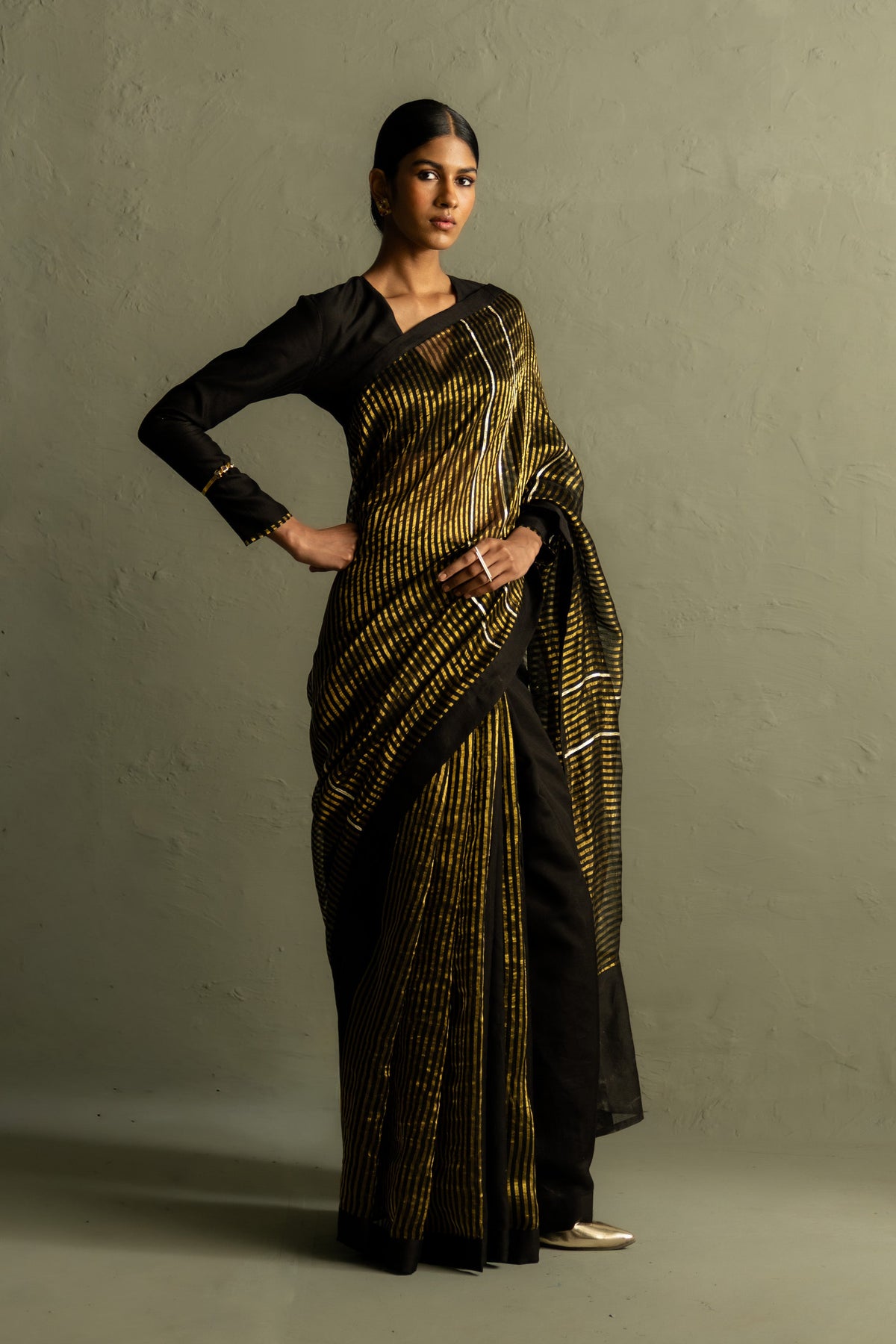 Ojas Black Saree Set