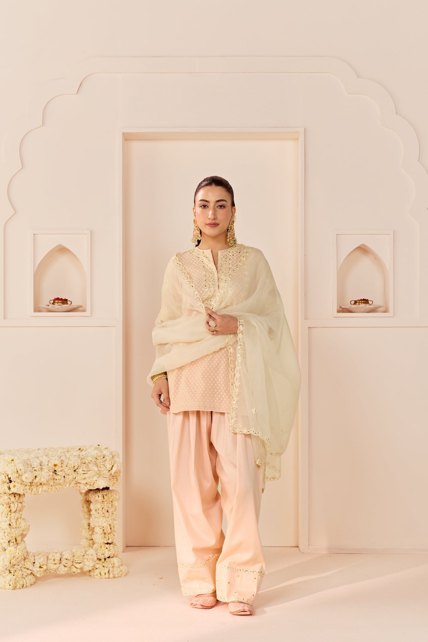 ANAISHA - CARNATION PINK SHORT KURTA WITH FARSHI SALWAR AND DUPATTA
