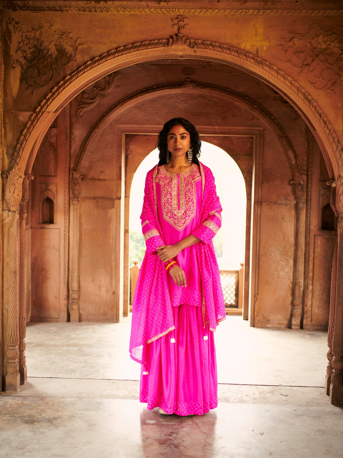 bandhni short sharara