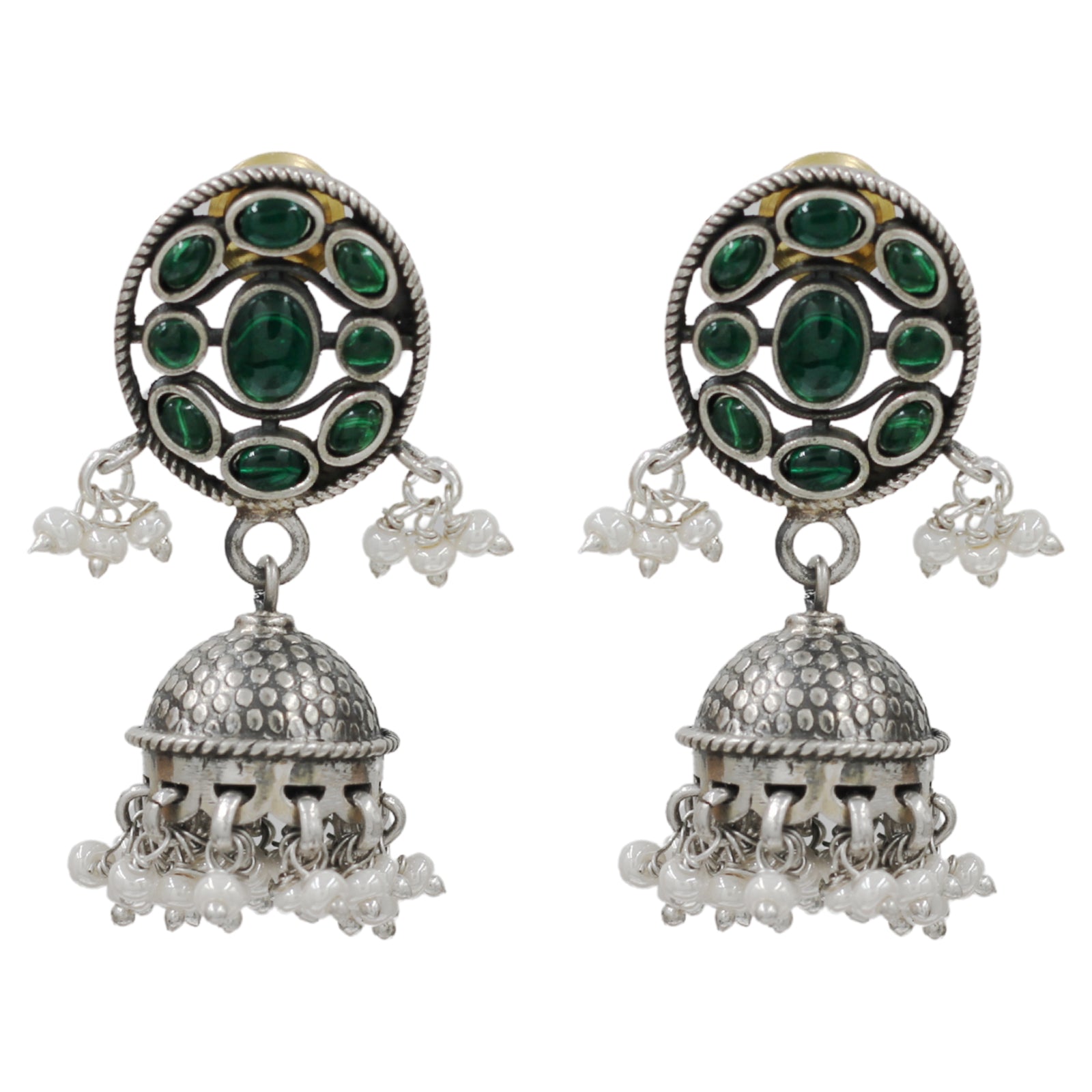 Sangeeta Boochra Handcrafted Kundan & Pearl Silver Earrings