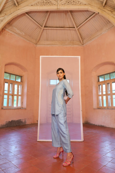 Powder Blue Pocket Kurta Set