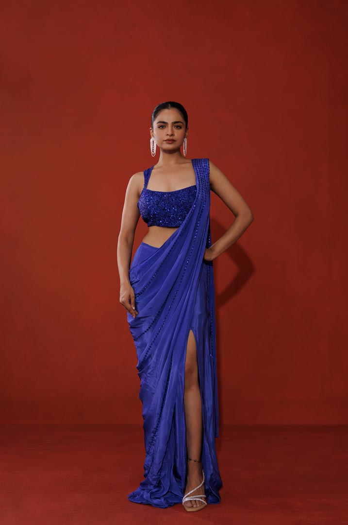 Sapphire slit saree