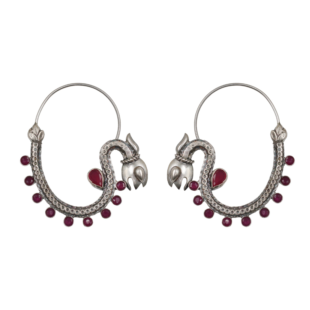 Sangeeta Boochra Heritage Ruby Silver Hoops