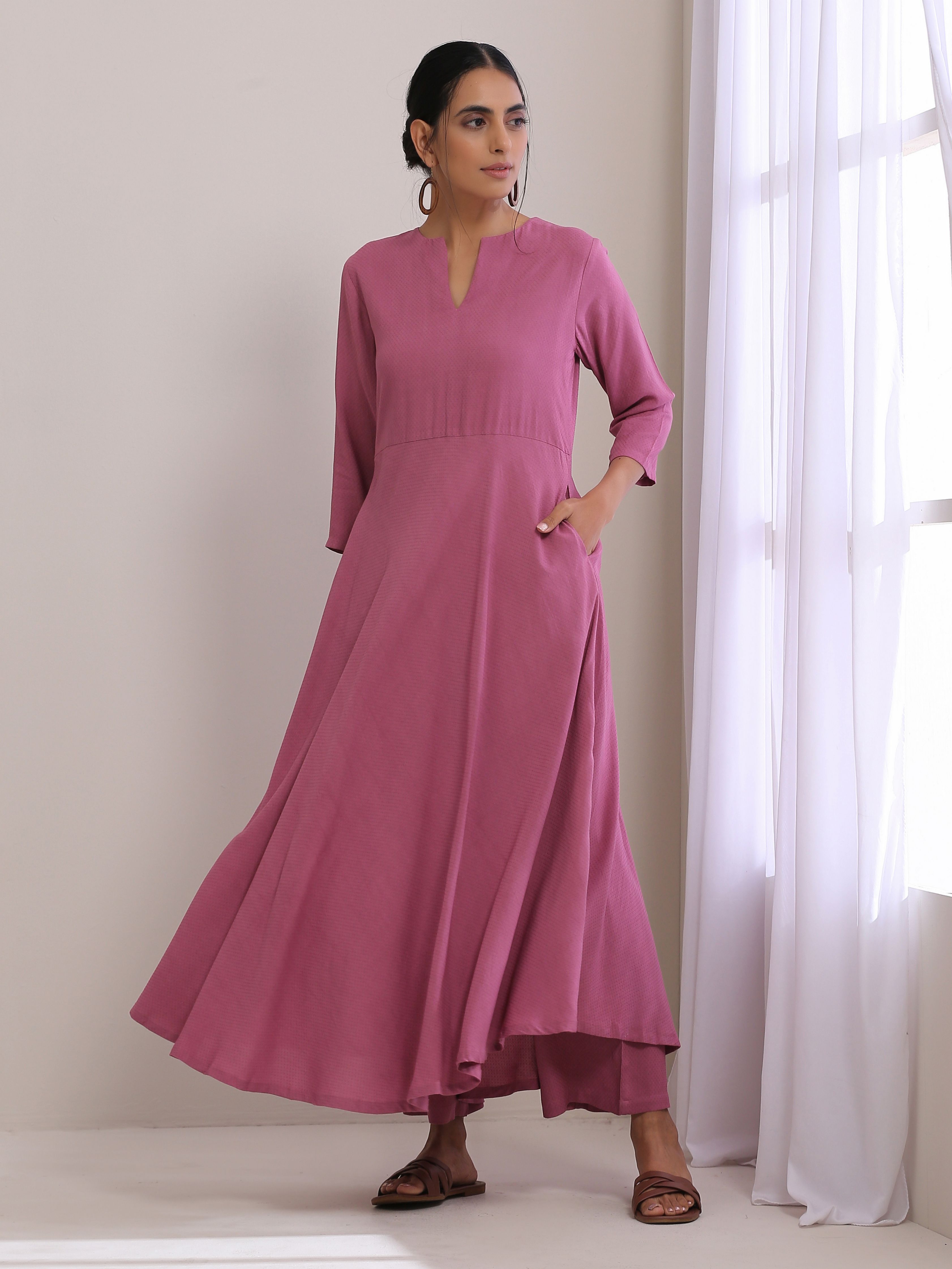 Onion Pink Dobby  Arkali Pant Set
