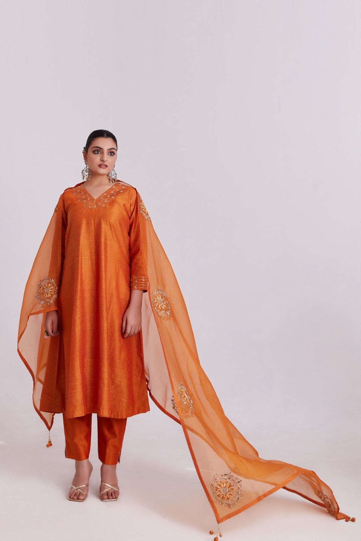 Checks kurta with sunflower dupatta