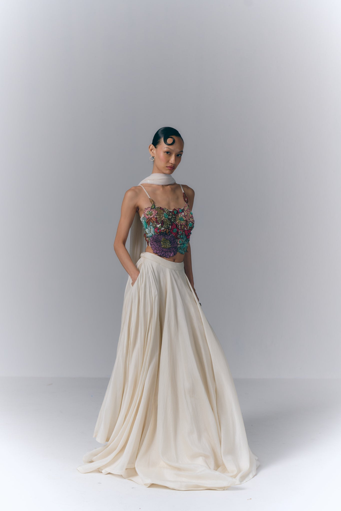 Flora Applique Skirt Set