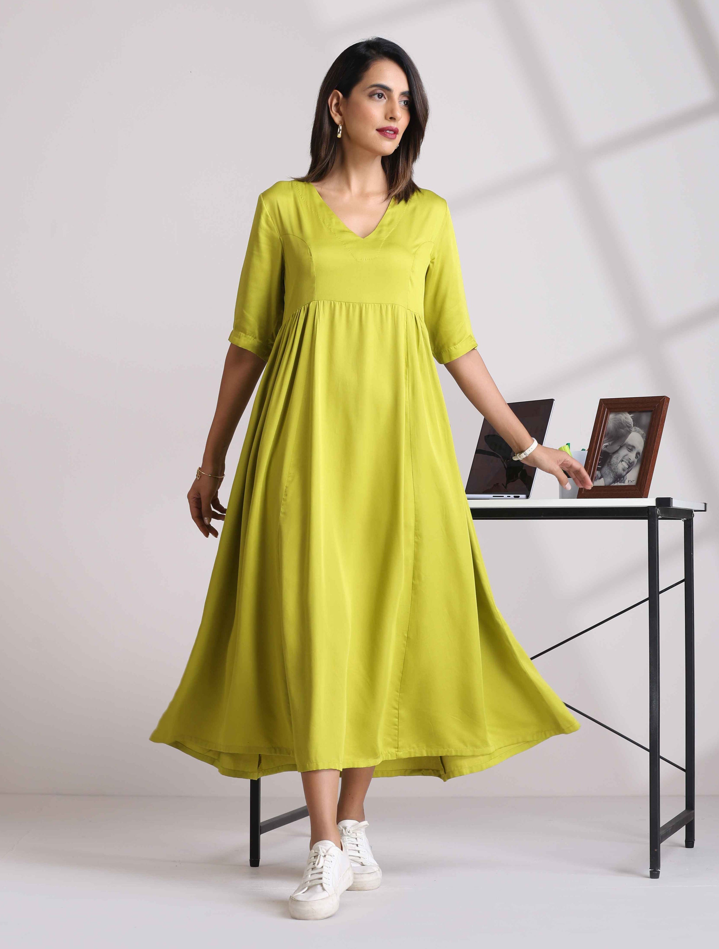 trueBrowns Modal Lime Green Dress