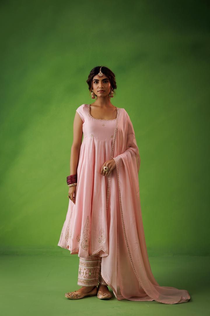 Baby pink anarkali set