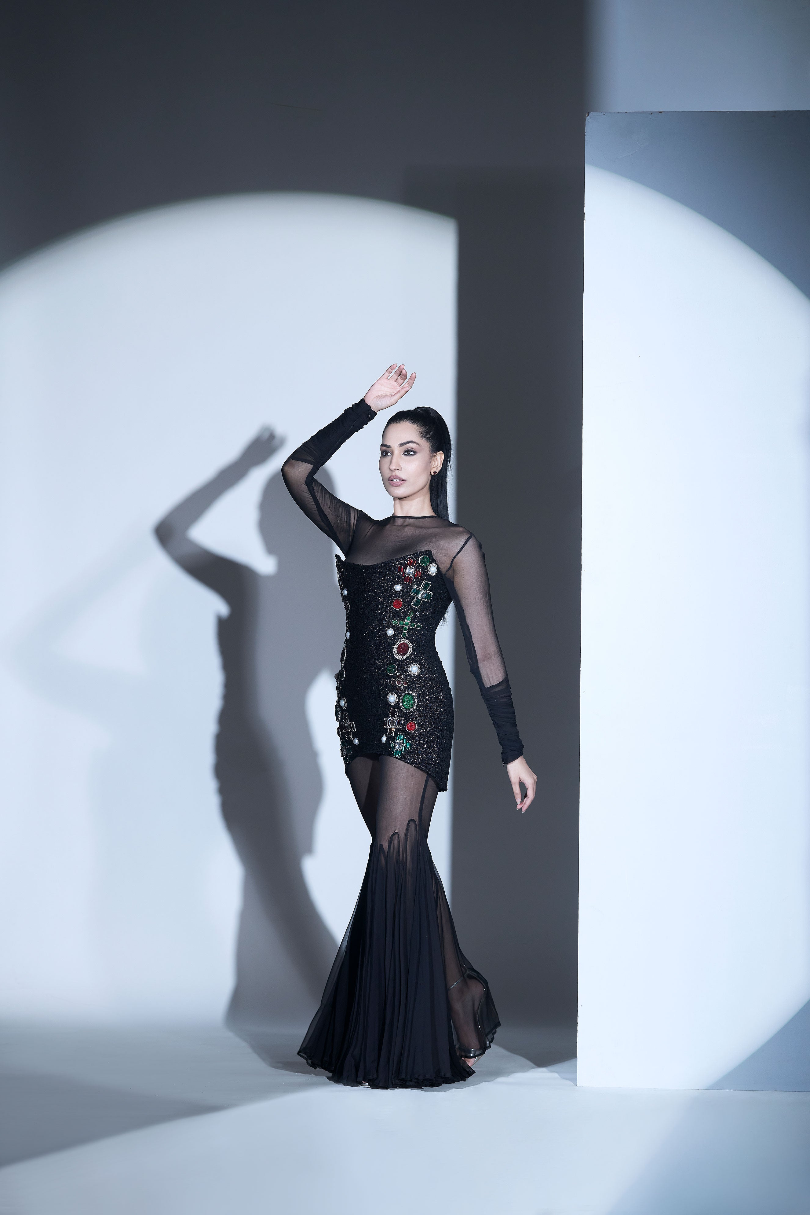 Black Sheer Geogette Jumpsuit