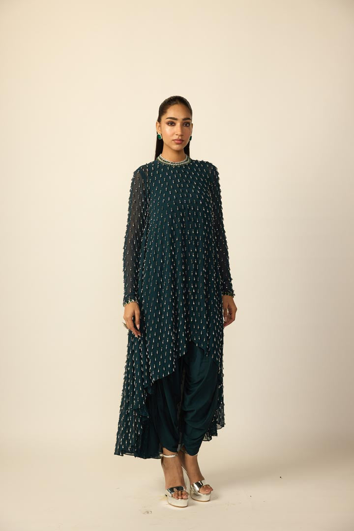 Dark Teal Drop Kurta Set
