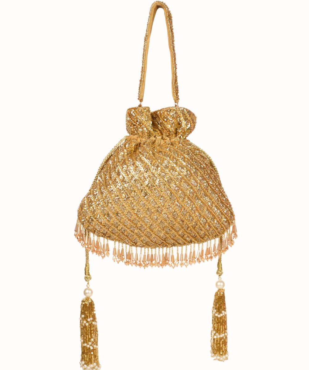 Sitara Gold Suede Sequin Embellished Potli