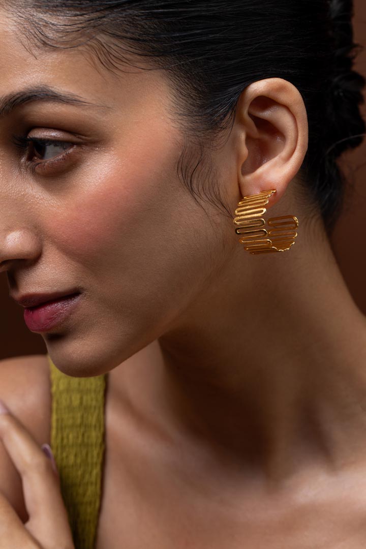 Golden Spiral Meadow Earrings