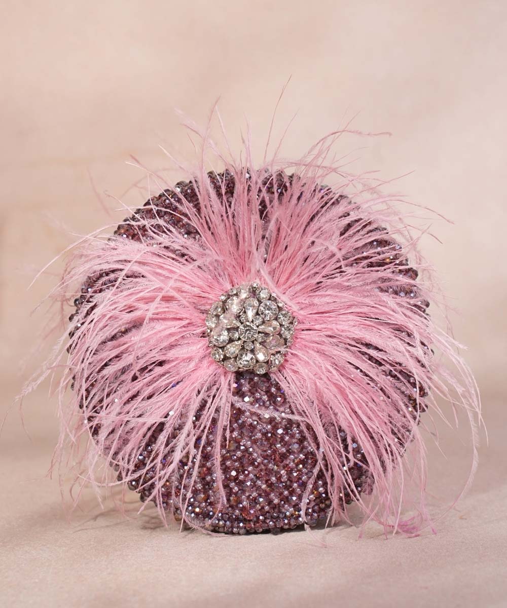 Kiraz Lilac Suede Embellished Clutch