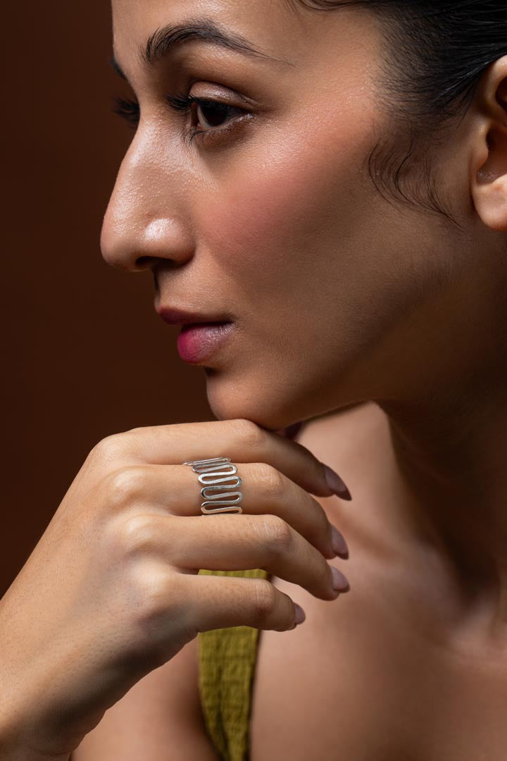 Silver Spiral Meadow Ring