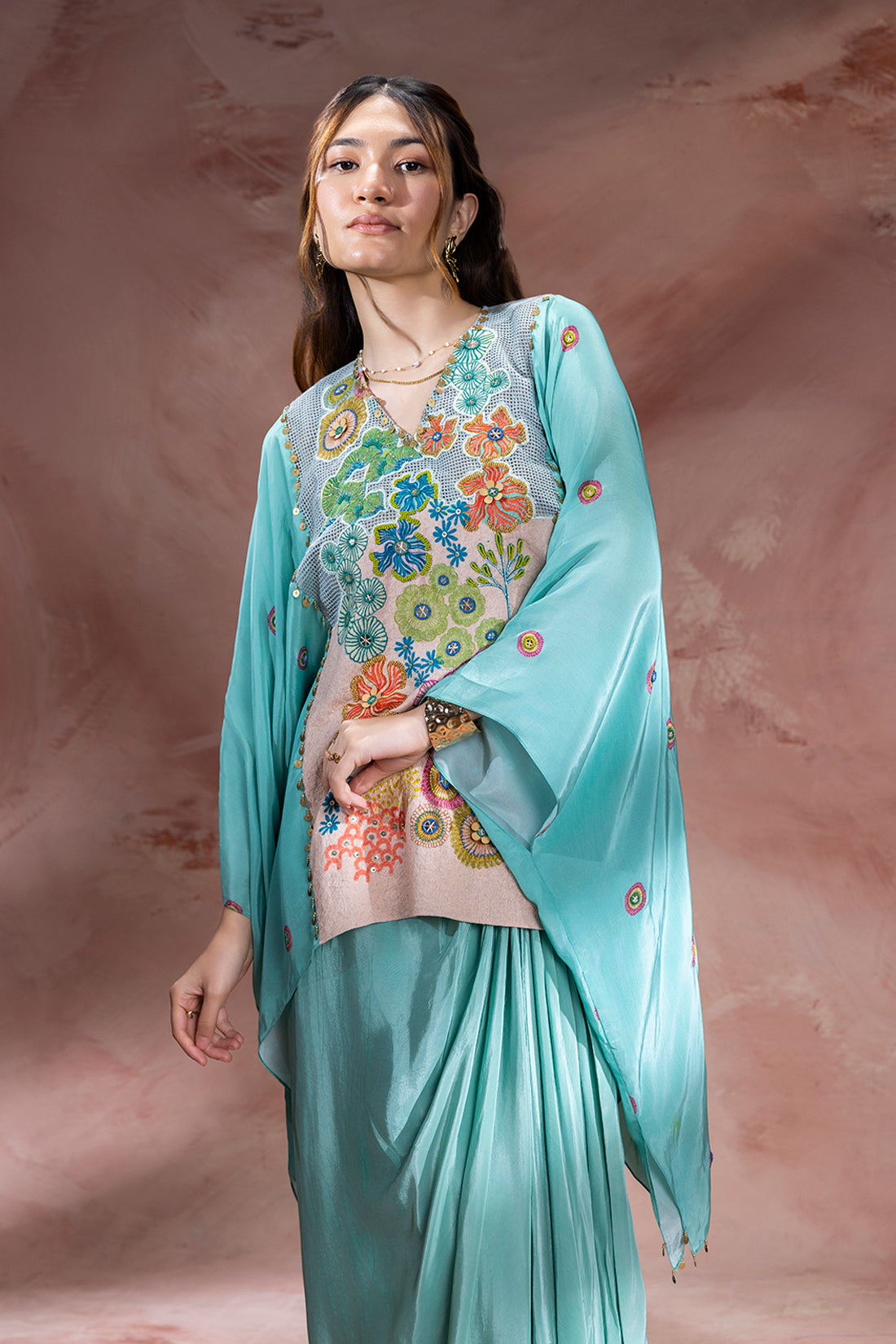 Blue Kaia kaftan set