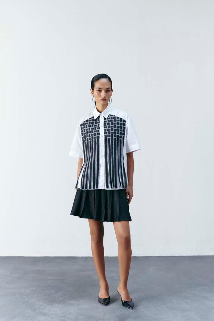 WEAVE WORK BOXY SHIRT