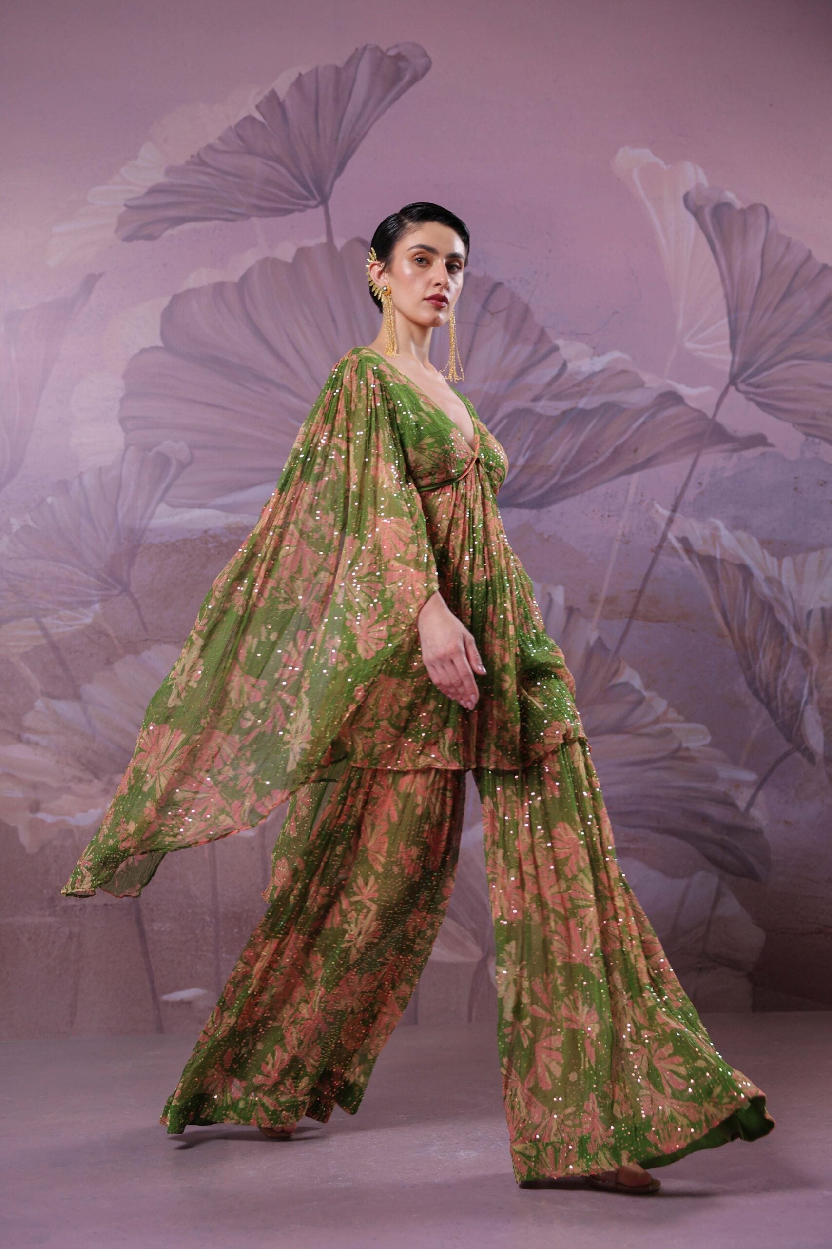 "The city of joy"                      Avacado green  Drama sleeve set