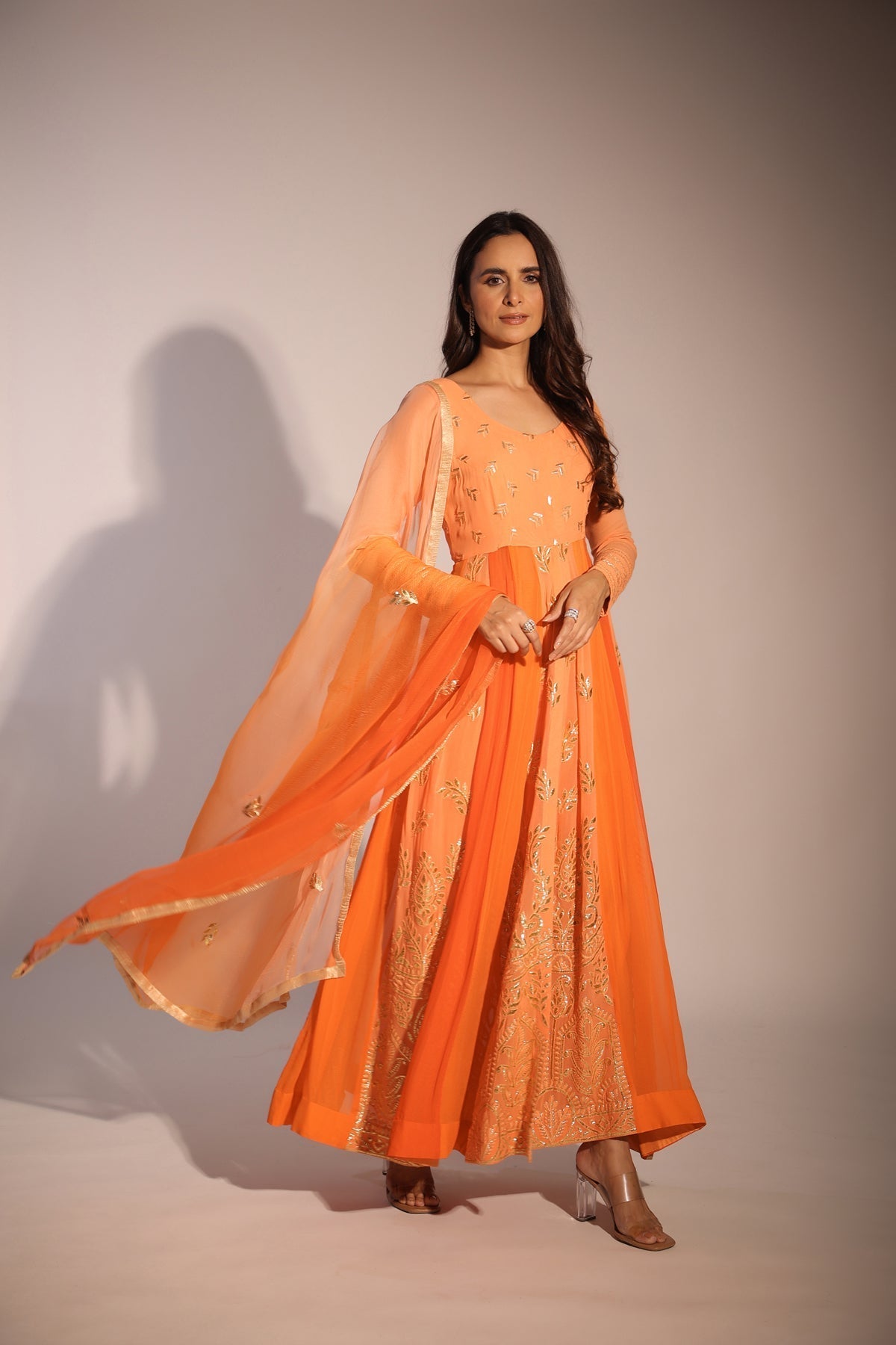 Image of Haseena or-peach anarkali set