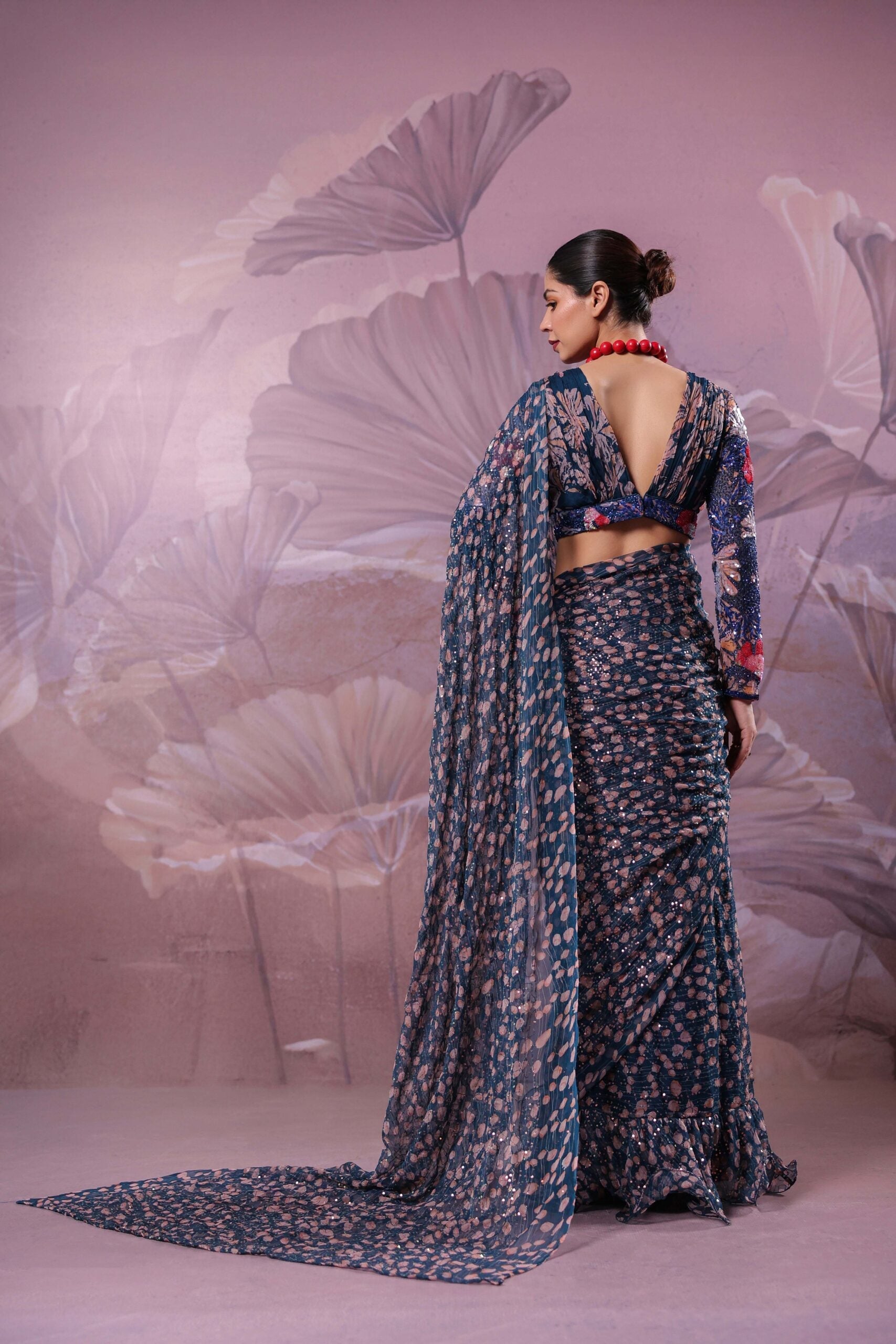 The prussian blue           calcutta jhilmil saree