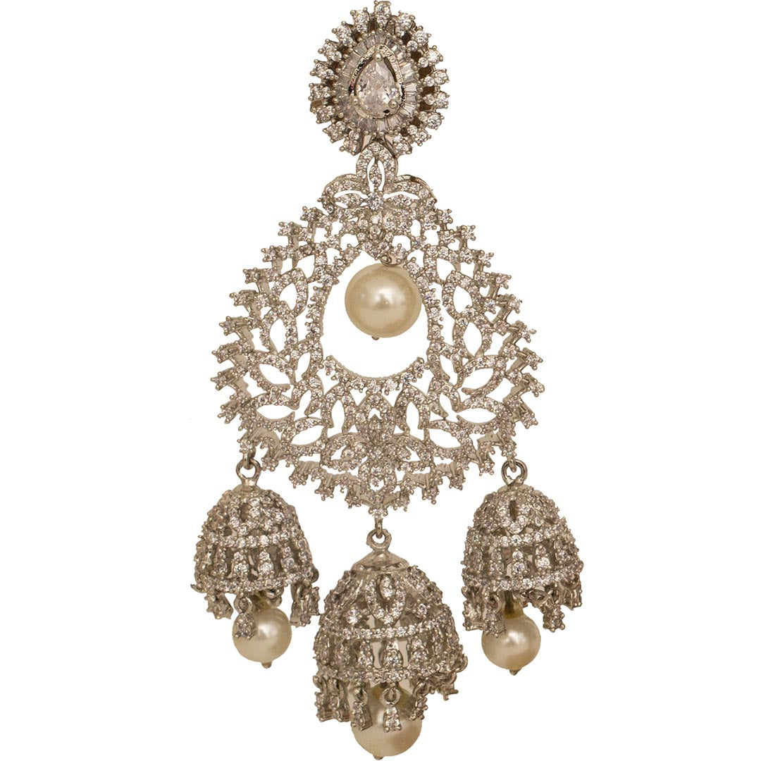Vivinia By Vidhi Mehra Zia Silver Plated Womens Zircon Pair of Earrings VE339