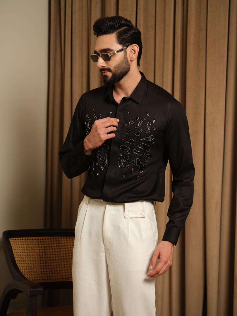 Black Silver Splash Shirt