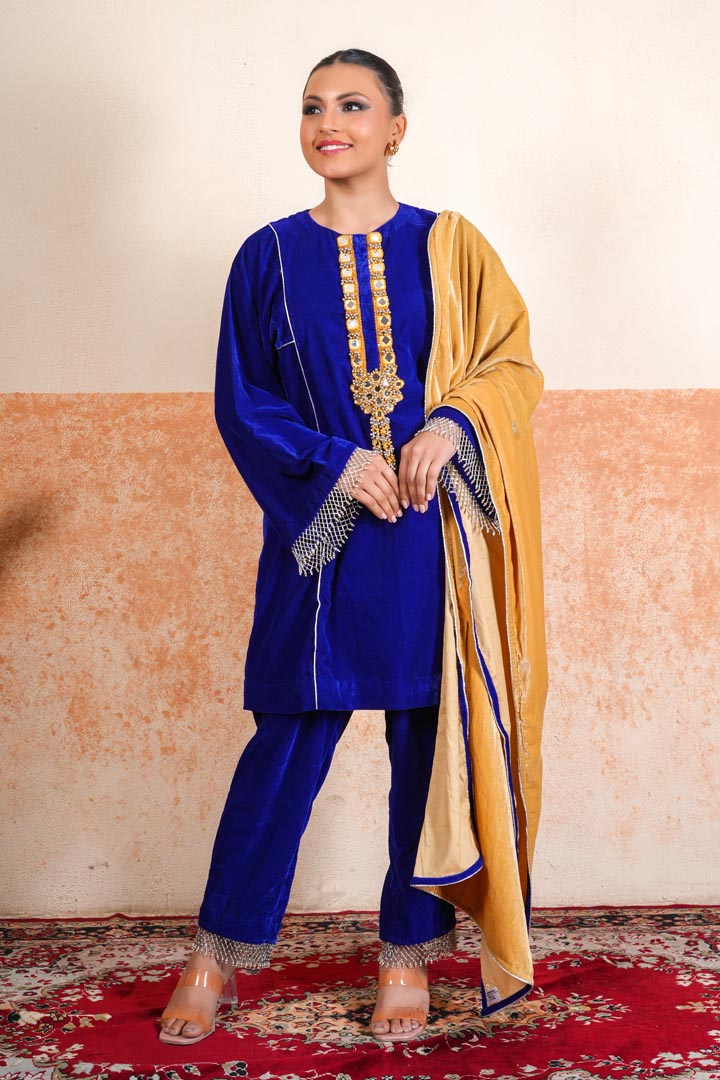 Crush Makhmal Striped Cord Set
