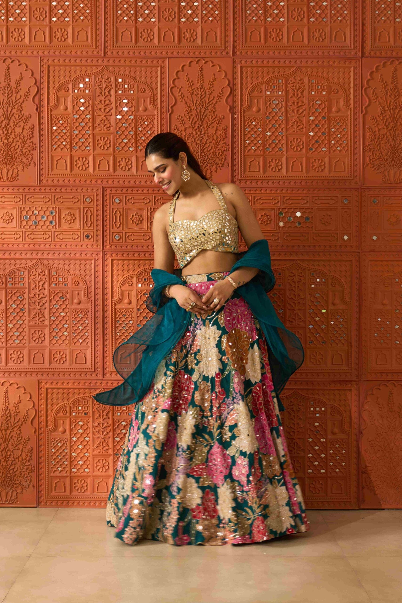 Malika Midnight Green Lehenga Set